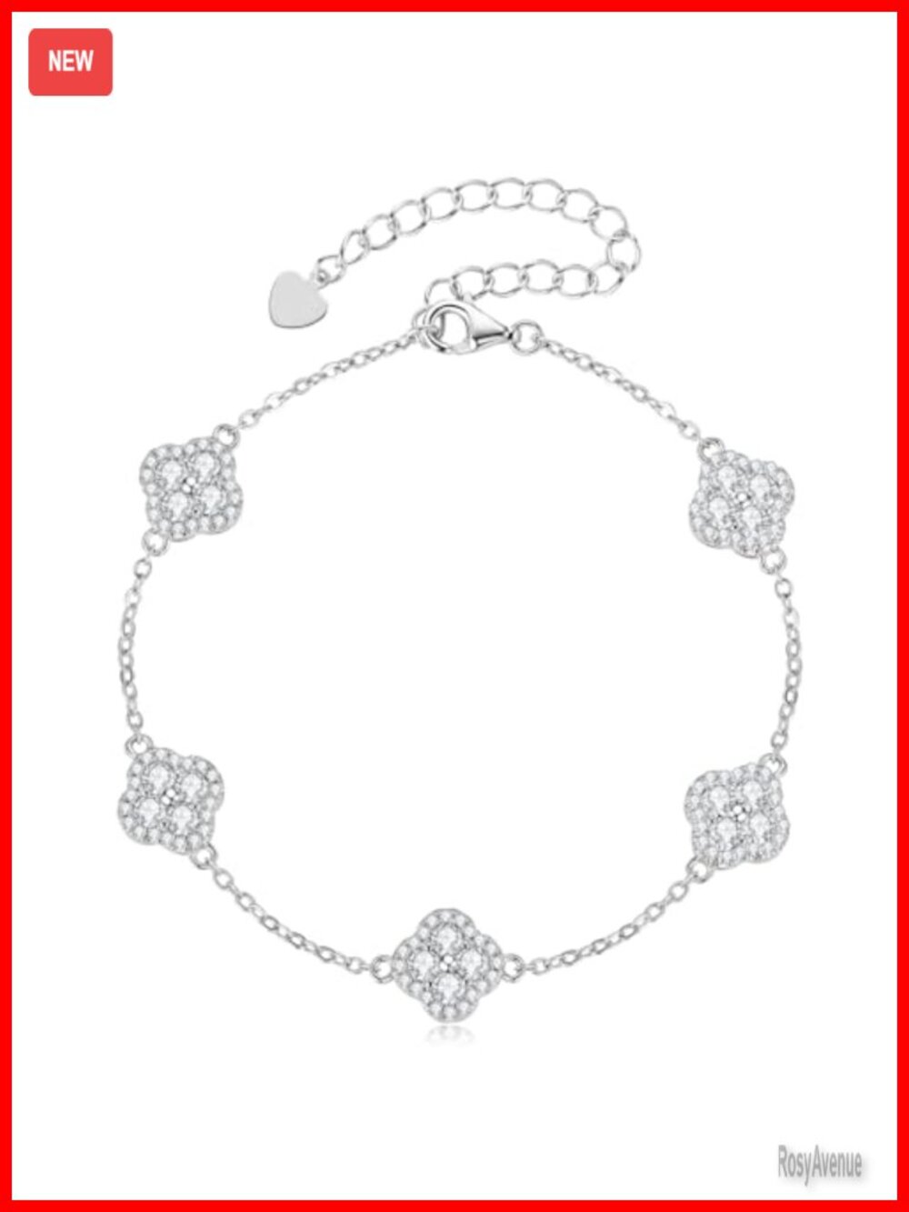 14K Gold Filled Moissanite Four-Leaf Clover Link Bracelet